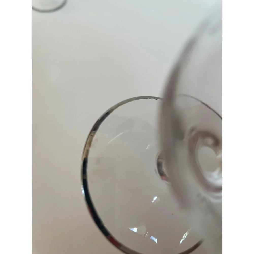 Vintage Hurricane Champagne Cocktail Glass Silver Rim Stemmed Barware Set of 5